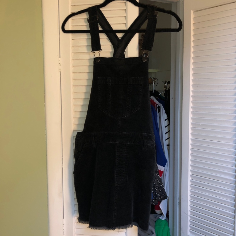 Denim black overall skirt